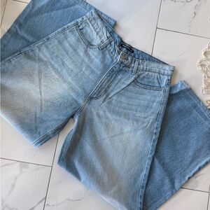 Discont’d Men’s Light Baggy Denim Wide Leg Jeans Light Blue Wash